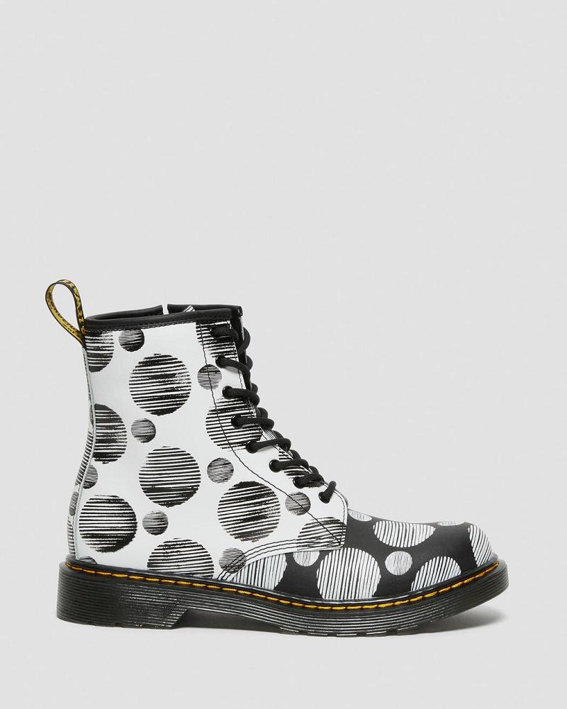 Kids' Dr Martens Youth 1460 Polka Dot Leather Lace Up Boots Black | AU 714QMA